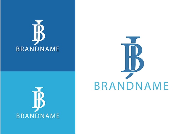 Modern monogram initial letter bj or jb logo design template