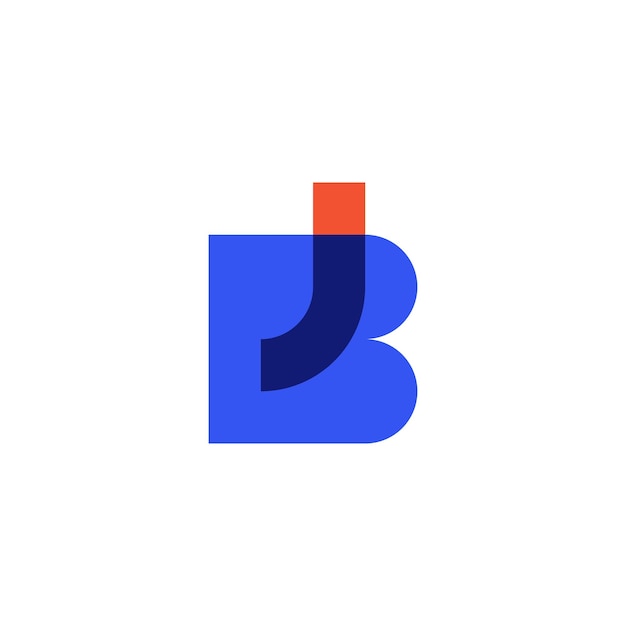 modern monogram initial letter BJ or JB logo