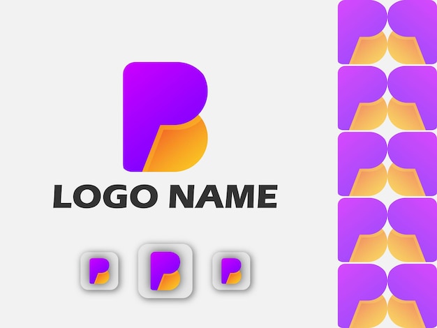 Modern monogram initial letter bp logo template