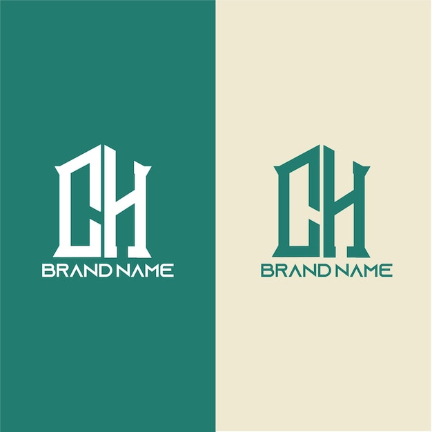 Modern monogram initial letter ch logo design template