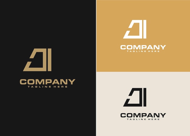 Modern monogram initial letter ci logo design template