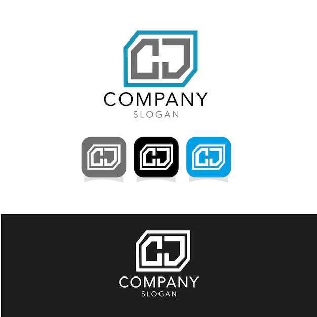 Modern monogram initial letter cj logo design template