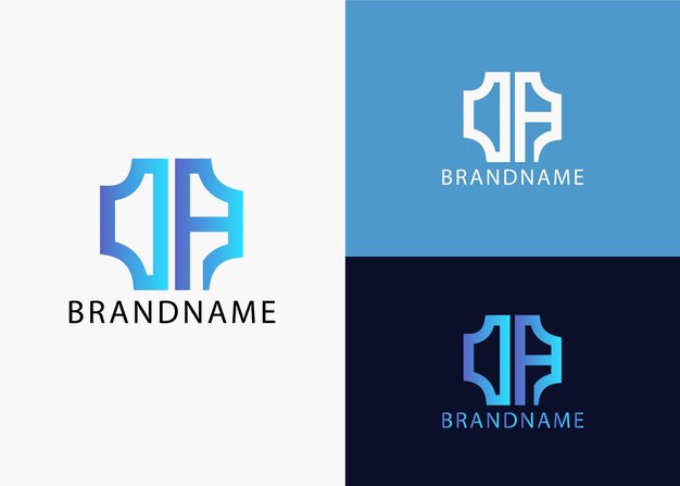 Modern monogram initial letter da logo design template