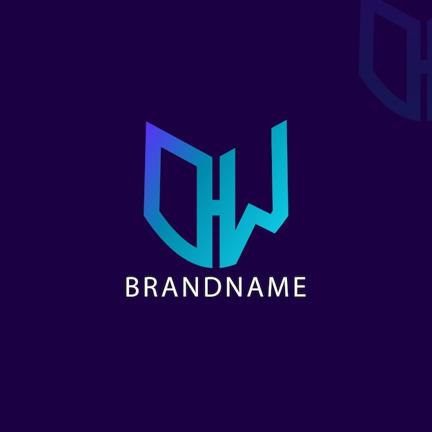 Modern monogram initial letter dhw logo template