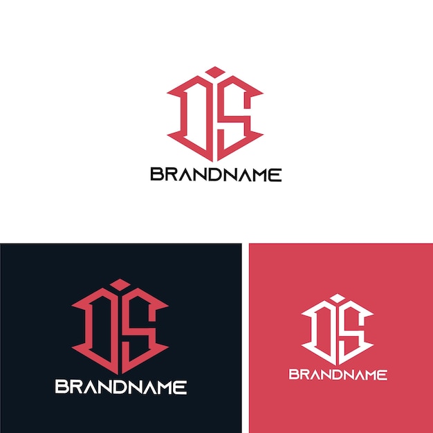 Modern monogram initial letter ds logo design template