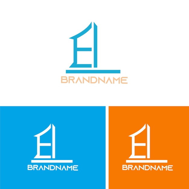 Modern monogram initial letter ei logo design template