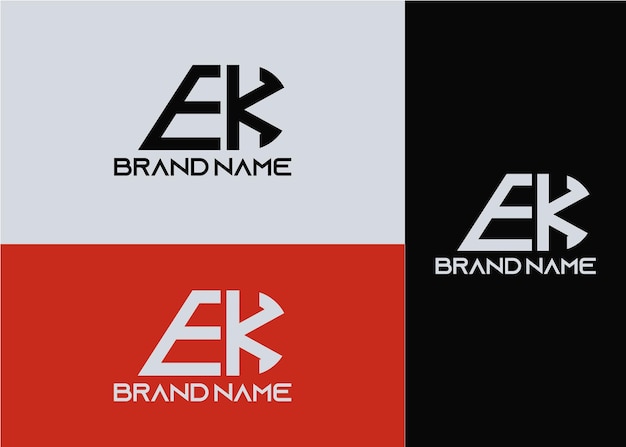 Modern monogram initial letter ek logo design template