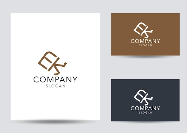 Modern monogram initial letter ek logo design template