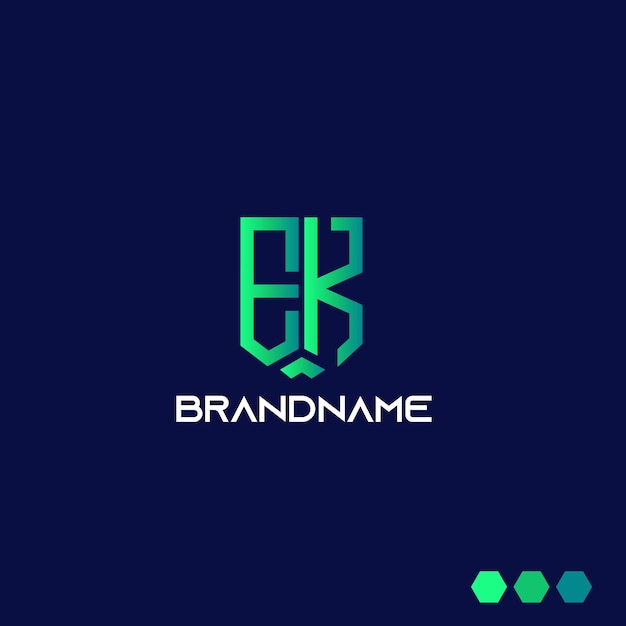 Vector modern monogram initial letter ek logo template