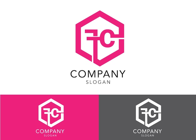 Modello di logo moderno monogramma lettera iniziale fc