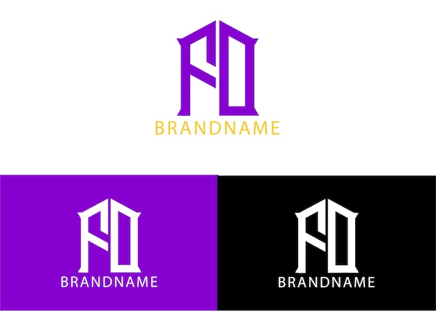 Modern monogram initial letter FD logo design template