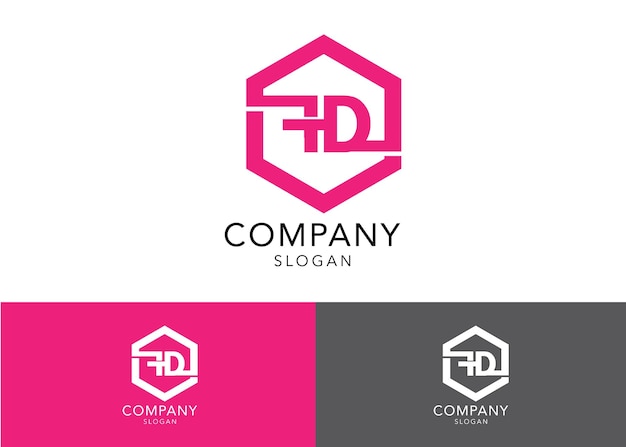 Modern monogram initial letter FD logo template