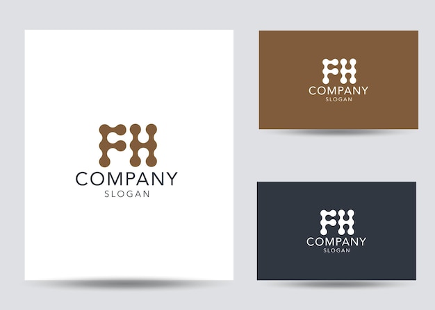 Modern monogram initial letter fh logo design template