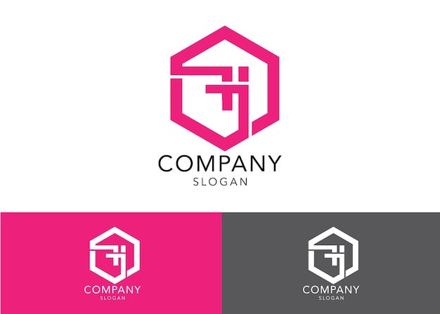 modern monogram initial letter fi logo design template