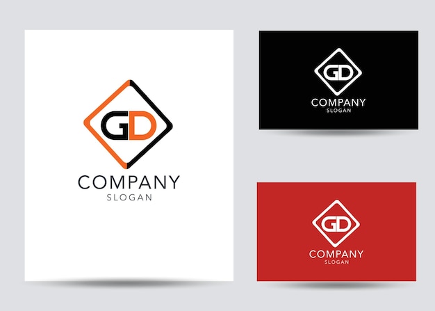 Modern monogram initial letter gd logo design template