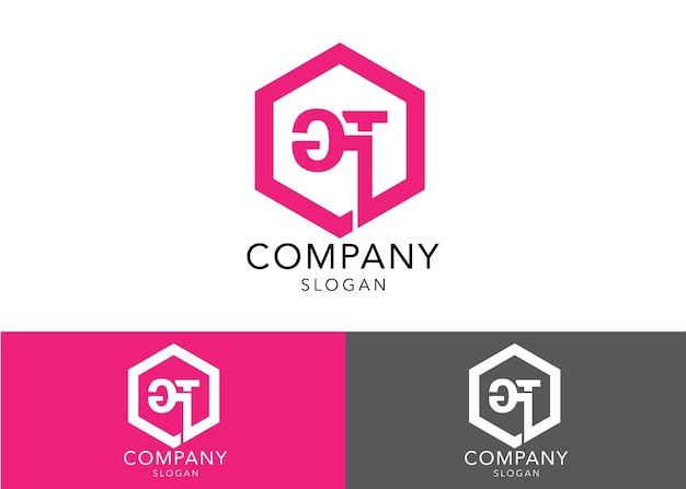 Modern monogram initial letter gt logo design template