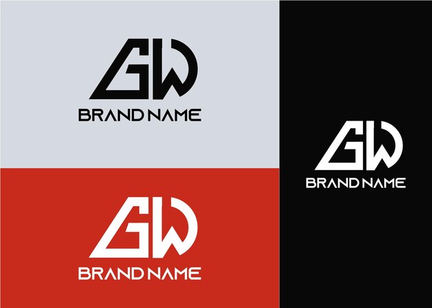 モダンなモノグラム頭文字 gw ロゴ デザイン テンプレート