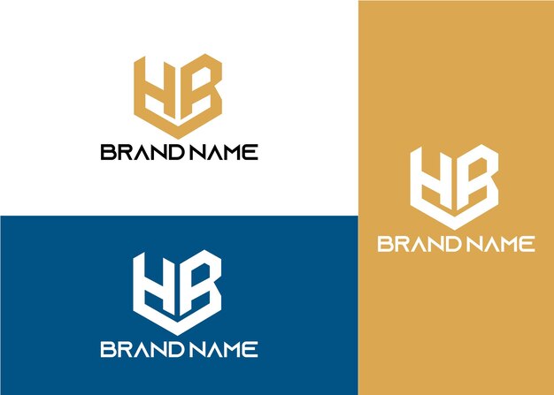 Modern monogram initial letter hb logo design template