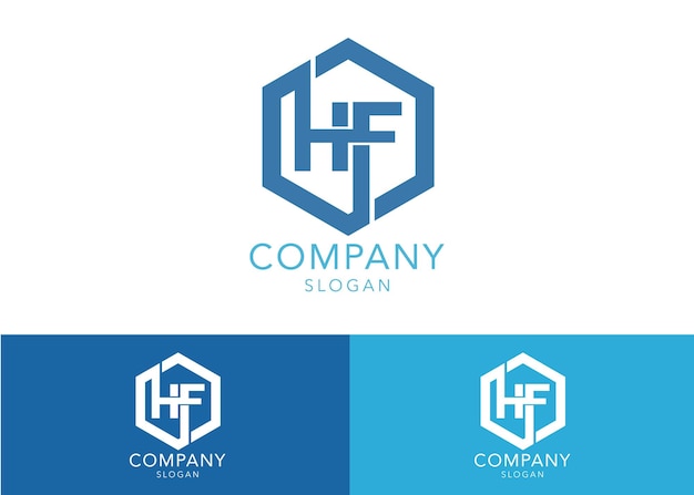 Modern monogram initial letter hf logo design template