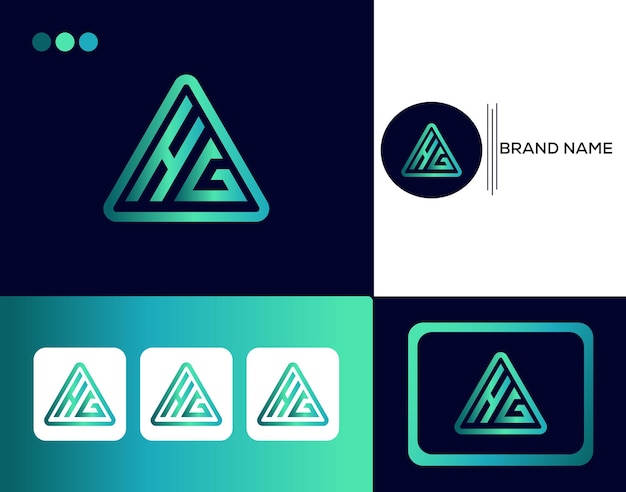 Modern monogram initial letter hg logo design template