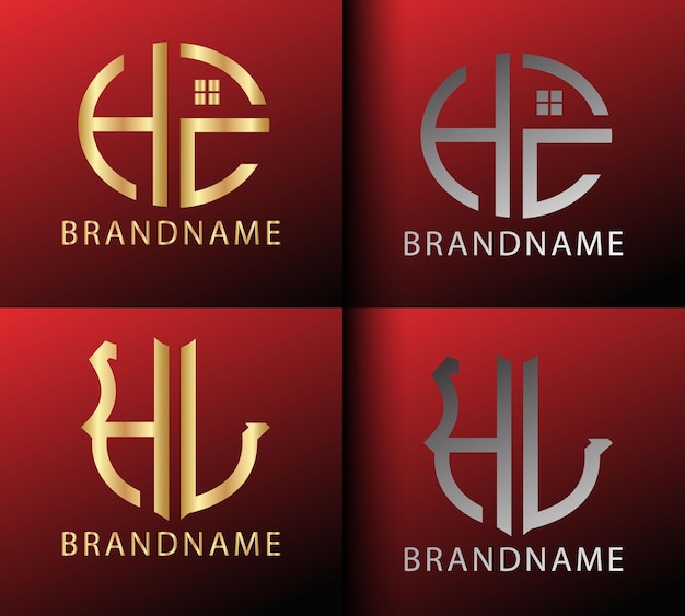 Modern monogram initial letter hl logo design template