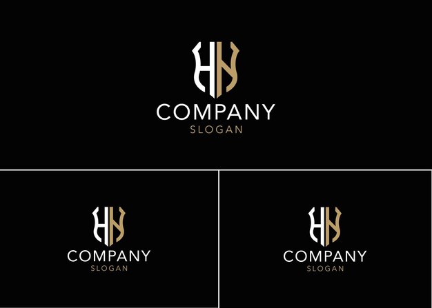 Vector modern monogram initial letter hn logo design template