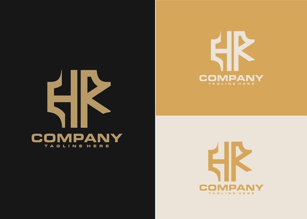 Modern monogram initial letter hr logo template