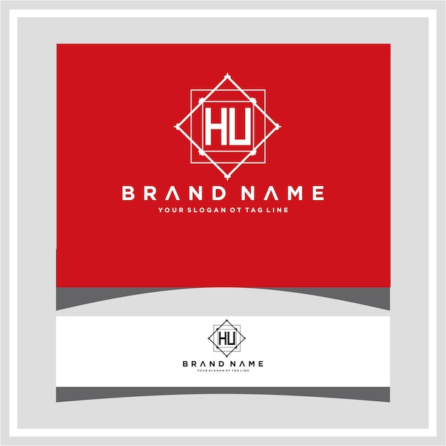 Vettore modello di progettazione del logo hu lettera iniziale monogramma moderno