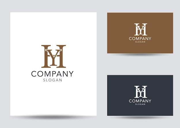 Modern monogram initial letter hy logo design template