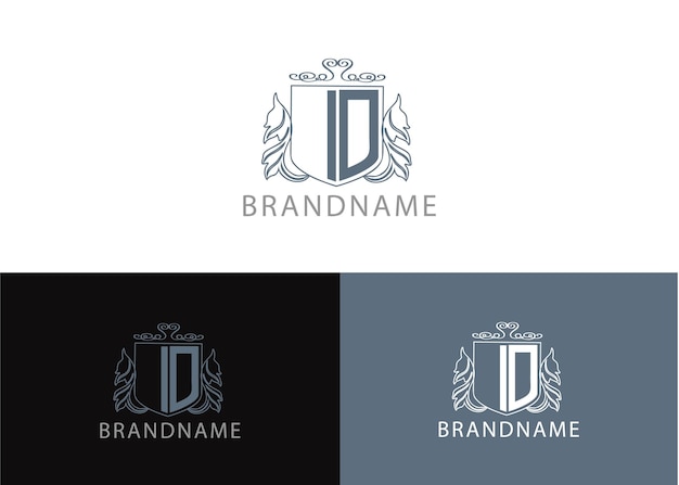 Modern monogram initial letter id logo design template