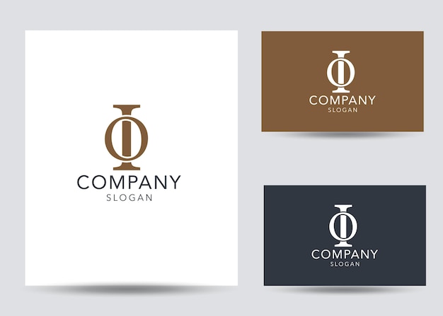 Modern monogram initial letter io logo design template