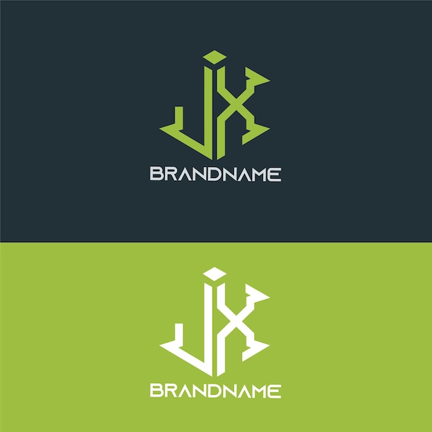 Modello di progettazione del logo jx della lettera iniziale del monogramma moderno