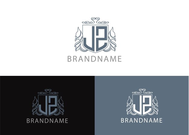 Modern monogram initial letter jz logo design template