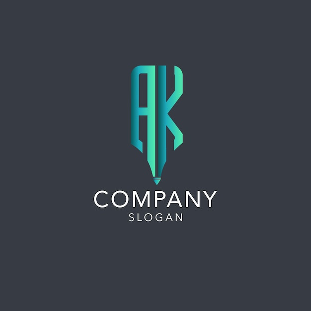 Modern monogram initial letter a k logo design template