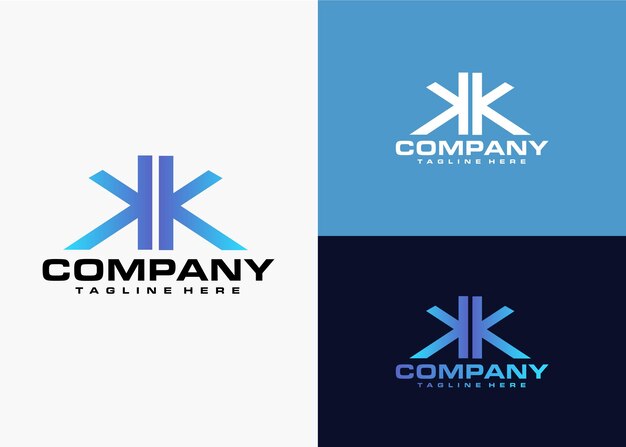 Modern monogram initial letter kk logo design template