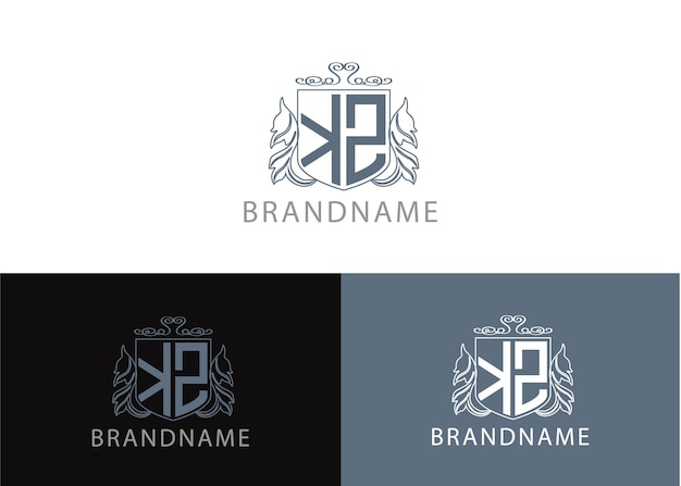 Modern monogram initial letter kz logo design template