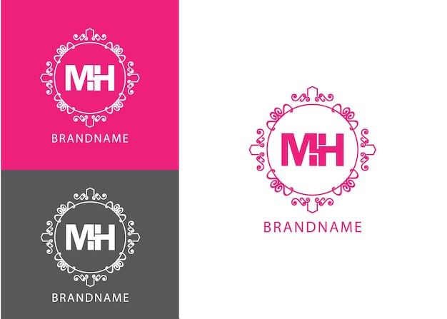 Modello moderno di progettazione del logo della lettera iniziale del monogramma mh