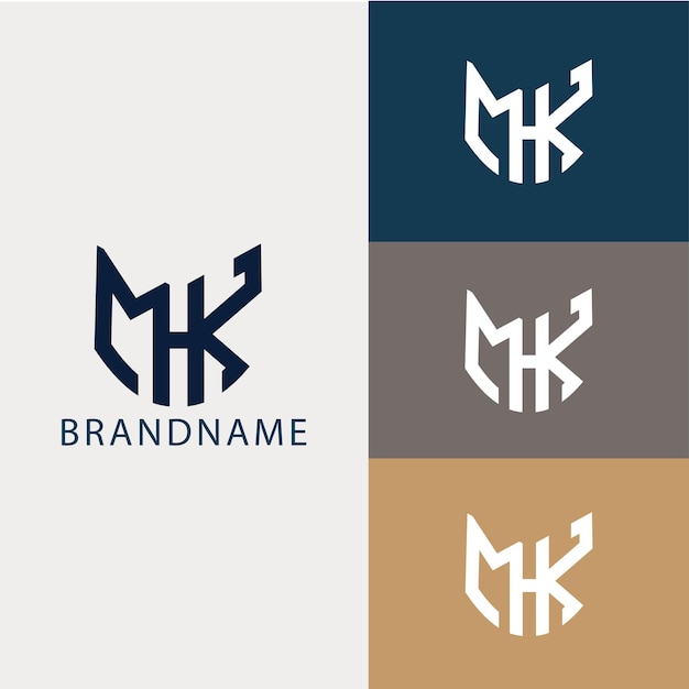 Modern monogram initial letter mhk logo template