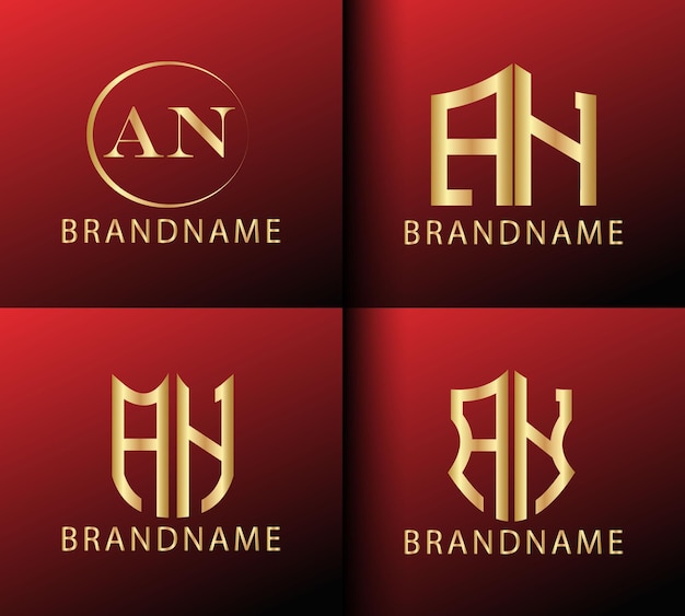 Modern monogram initial letter a n logo design template