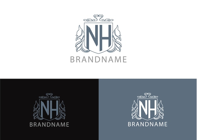 Modello moderno di progettazione del logo della lettera iniziale del monogramma nh