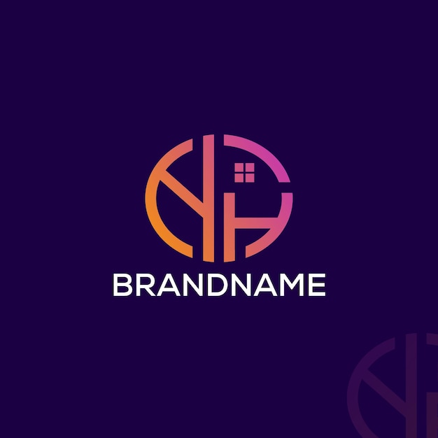 Modern monogram initial letter nh logo design template