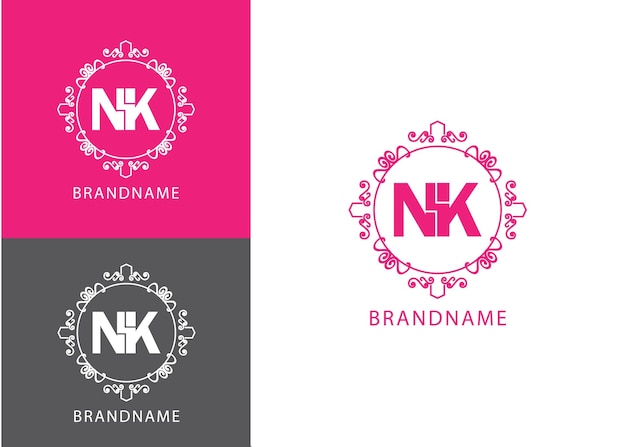 Modern monogram initial letter nk logo design template