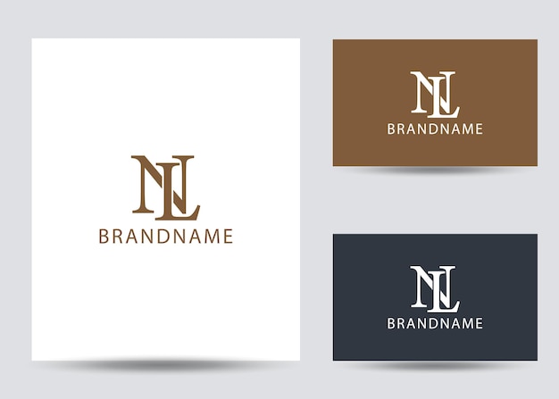 Modern monogram initial letter nl logo design template