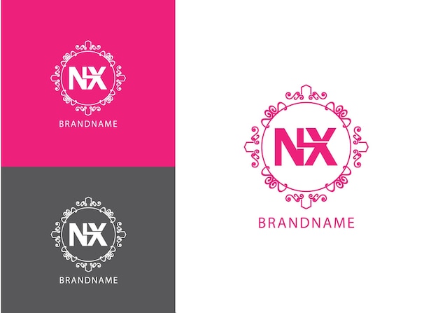 Modern monogram initial letter nx logo design template