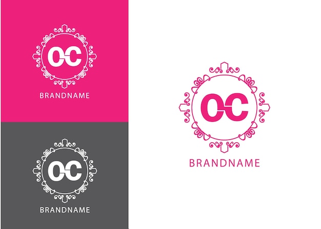 Modern monogram initial letter oc logo design template