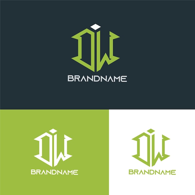 Modern monogram initial letter ow logo design template