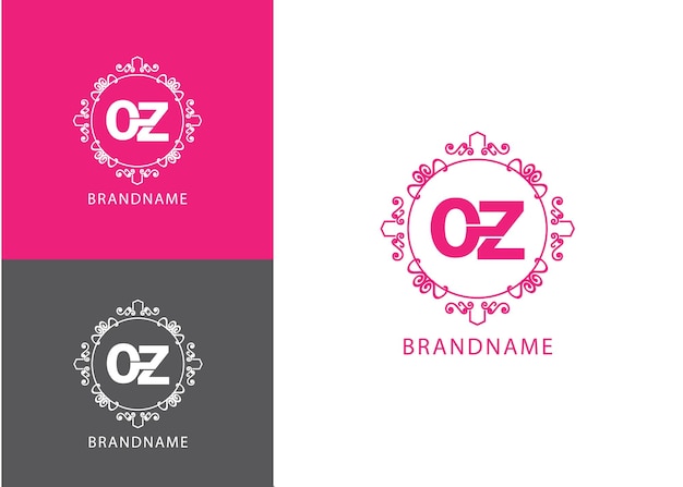 Vettore modello moderno di progettazione del logo della lettera iniziale del monogramma oz