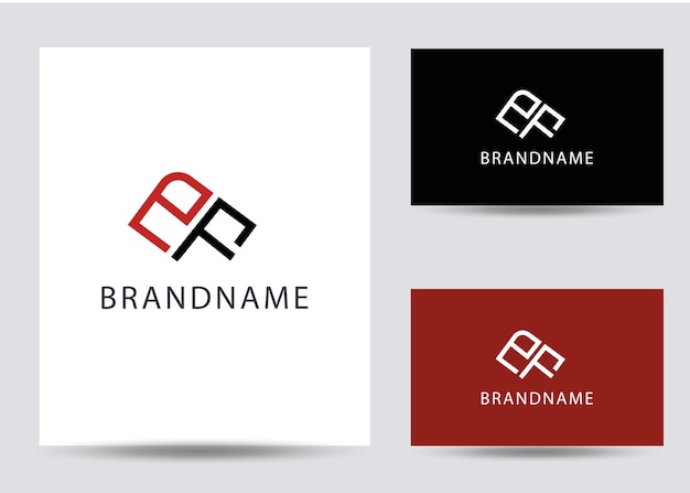 Modern monogram initial letter pf logo design template