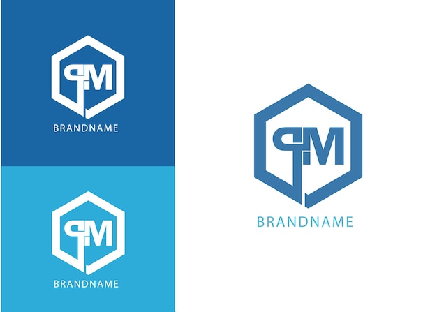 Modern monogram initial letter pm logo design template