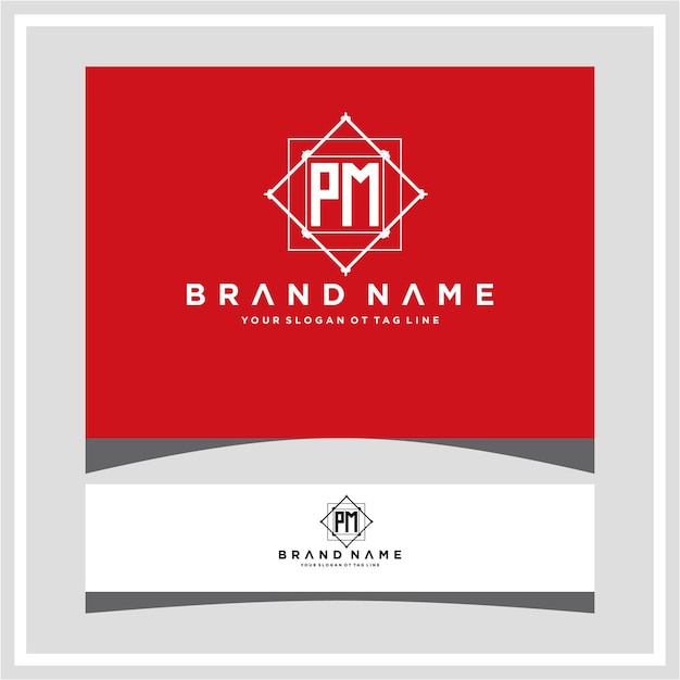 Vector modern monogram initial letter pm logo design template